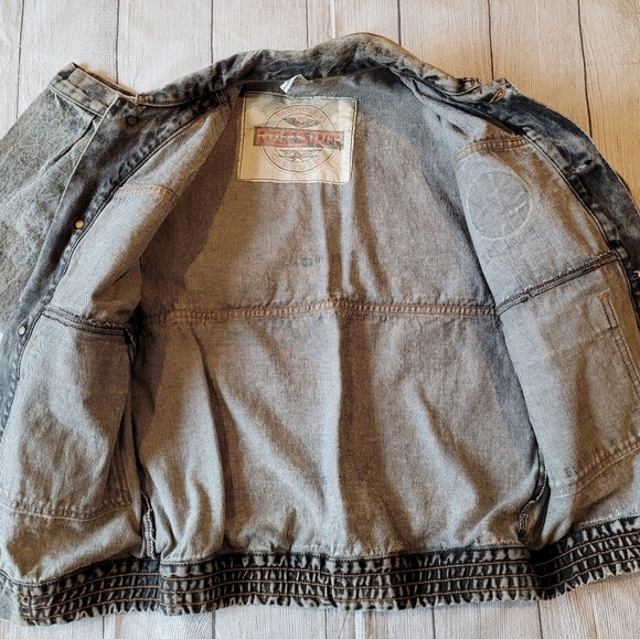 Ruff Stuff Vintage 90's Gray Denim Jean Jacket Patches •Size Kids XL/Women Small - Picture 11 of 13